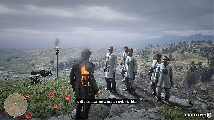 Head to the Chelonia cult camp - it is located on top of the hill (follow the narrow path to reach that place) - Red Dead Redemption 2: We Loved Once and True - walkthrough - Chapter 2 - Horseshoe Overlook - Red Dead Redemption 2 Guide