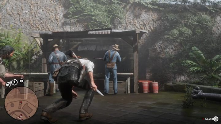 Follow the Dutch until you reach the two isolated guards - Red Dead Redemption 2: A Kind and Benevolent Despot - walkthrough - Chapter 5 - Guarma - Red Dead Redemption 2 Guide