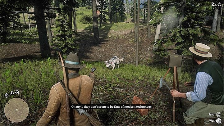 This time your task is to protect Mason while he is busy taking pictures of the wolves - Red Dead Redemption 2: Arcadia for Amateurs - walkthrough, map - Side quests - Red Dead Redemption 2 Guide