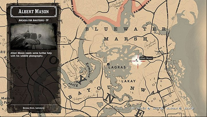 You can meet Mason in Bluewater Marsh, north from Saint Denis - Red Dead Redemption 2: Arcadia for Amateurs - walkthrough, map - Side quests - Red Dead Redemption 2 Guide