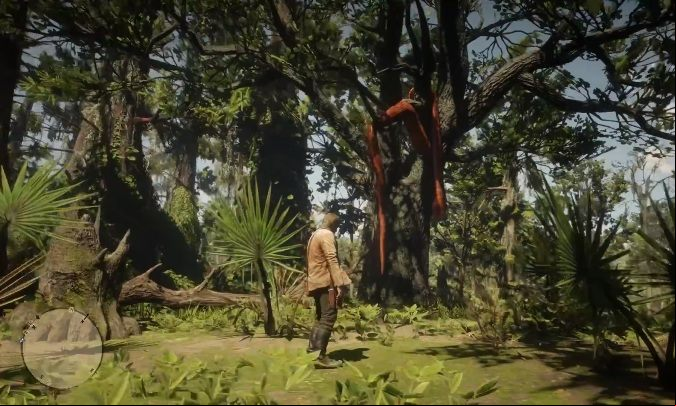 The snake is busy chilling on one of the trees - Red Dead Redemption 2: Easter Eggs - best - Secrets and collectibles - Red Dead Redemption 2 Guide
