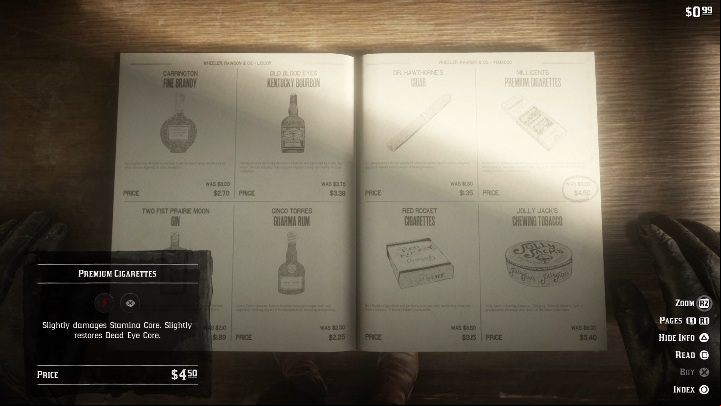 To get a pack of cigarettes you need to open the catalogue, enter Provisions, then the Tobacco section and select Cigarettes - RDR2: Collectors cards - how to get them quickly? - Collector cards - Red Dead Redemption 2 Guide