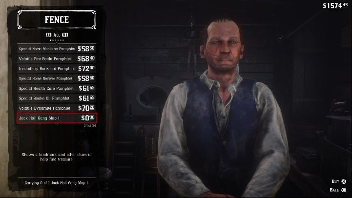 You can also buy the map from the Fence - Red Dead Redemption 2: Jack Hall Gang Treasure Map - how to get the treasure? - Treasure Maps - Red Dead Redemption 2 Guide