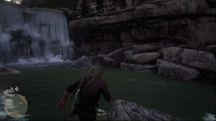 Another map is hidden in the cave behind the waterfall, on its right side - Red Dead Redemption 2: High Stakes Treasure Map - how to get the treasure? - Treasure Maps - Red Dead Redemption 2 Guide