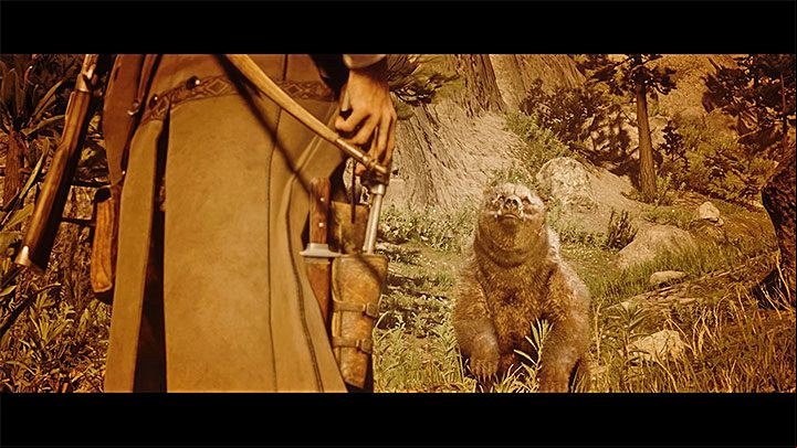 The legendary bear appears - Red Dead Redemption 2: Exit Pursued By a Bruised Ego - walkthrough - Chapter 2 - Horseshoe Overlook - Red Dead Redemption 2 Guide