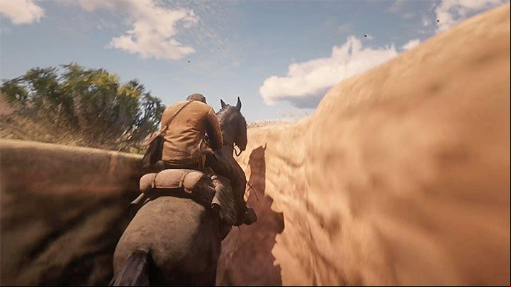 After reaching the place presented in picture 1 (the end of the valley), start galloping and get on the rocks - Red Dead Redemption 2: Mexico - how to reach? - Campaign - Red Dead Redemption 2 Guide
