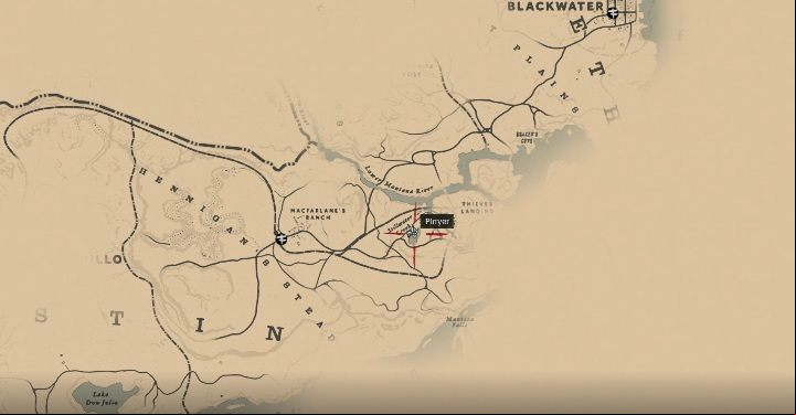 This fish is west of Hennigans Stead, near Stillwater Creek - Red Dead Redemption 2: Legendary Redfin Pickerel - maps, tips - Legendary fish - Red Dead Redemption 2 Guide