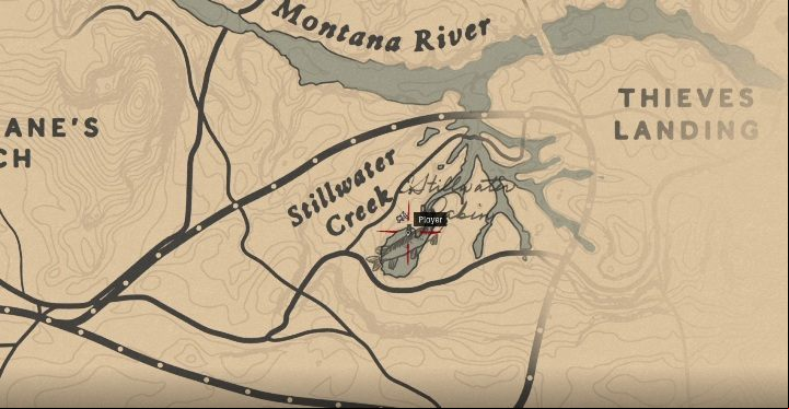 The fish is in the water body near small branches of Montana River - Red Dead Redemption 2: Legendary Redfin Pickerel - maps, tips - Legendary fish - Red Dead Redemption 2 Guide