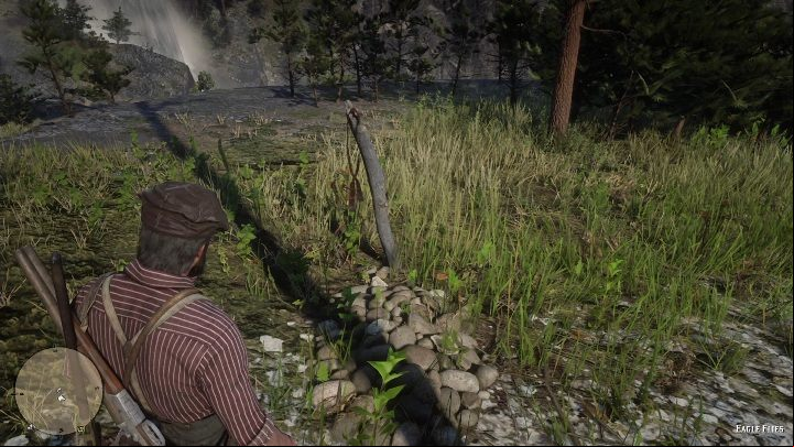 The grave is located in the grass - Red Dead Redemption 2: Graves - maps, locations, tips - Secrets and collectibles - Red Dead Redemption 2 Guide