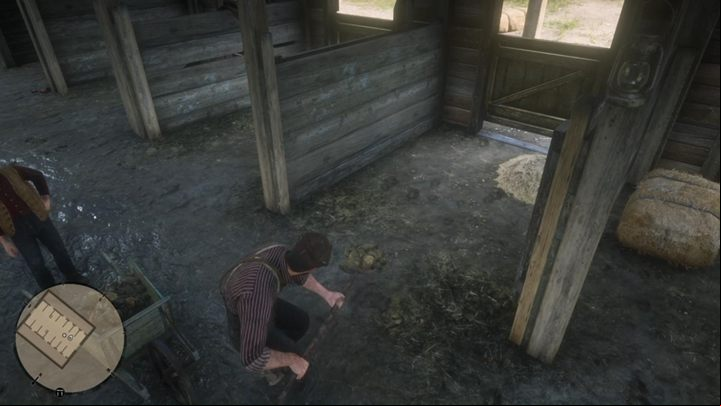 After that, you have to go to the stable - this time, you have to collect manure - Red Dead Redemption 2: Simple Pleasures - walkthrough - Epilogue 1 - Pronghorn Ranch - Red Dead Redemption 2 Guide