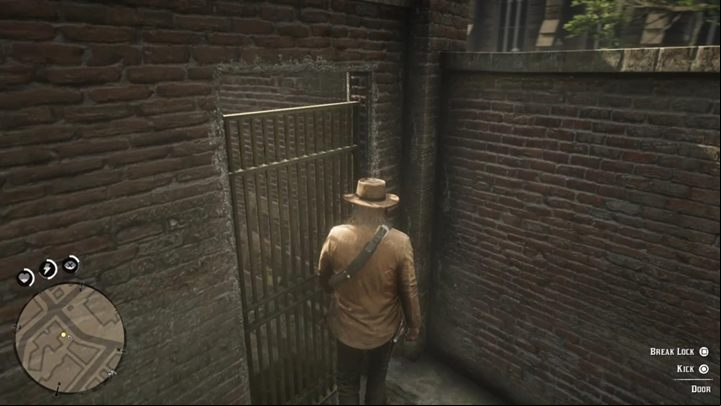Continue chasing and youll reach the closed metal gate - Red Dead Redemption 2: The Joys of Civilization - walkthrough - Chapter 4 - Shady Belle - Red Dead Redemption 2 Guide