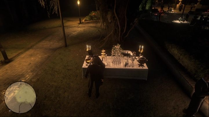 To win the gold medal in this task, you must offer champagne to three women, compliment a woman with a peacock hat, accept a ticket from two men who talk about the theater (near the fountain) and give a back blow of one of the guests who is choking on food at the buffet - Red Dead Redemption 2: Gilded Cage - walkthrough - Chapter 4 - Shady Belle - Red Dead Redemption 2 Guide