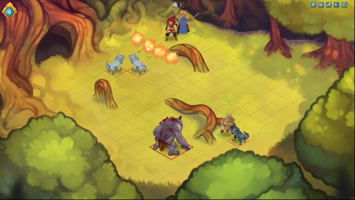 In the meantime, deal damage as Kay and retreat to hide behind the projecting tree root - Example battles | Dungeons and combat - Dungeons and combat - Regalia: Of Man and Monarchs Game Guide