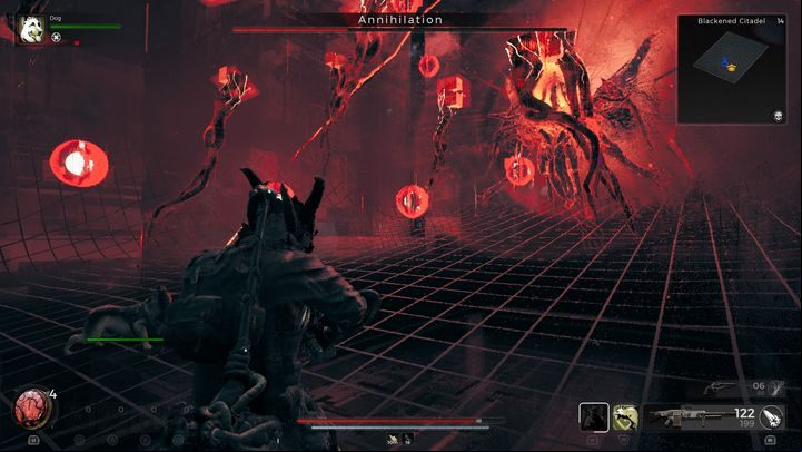 When Annihilation starts to glow, explosions (up to 2) will appear in the arena in a glitched world - Remnant 2: How to beat Annihilation? - Root Earth - Remnant 2 Guide