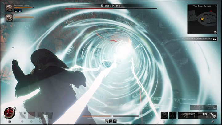 If you stay in the same place for too long, you'll get stuck in a laser that deals high damage and can knock you off the platform right into the enemy horde - Remnant 2: How to beat the Bloat King? - Losomn - Remnant 2 Guide