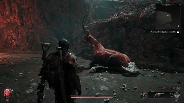 First and foremost, you should focus on shooting at his red, exposed back - Remnant 2: How to beat Corrupted Ravager? - Yaesha - Remnant 2 Guide
