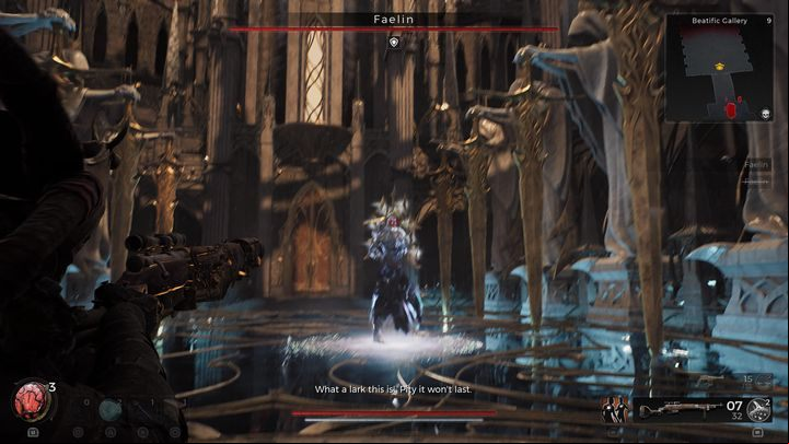 When fighting Faelin or Faerin try to aim for the head or the daggers on his back - Remnant 2: How to beat Faelin / Faerin? - Losomn - Remnant 2 Guide
