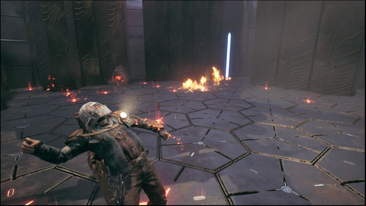 If you see one of the tiles glowing red, don't stand on it - keep to the white and gray ones - Remnant 2: How to beat The Custodians Eye? - Nerud - Remnant 2 Guide