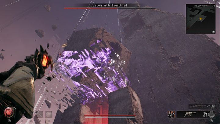 Upon entering the arena, start looking out for small white squares on the cubes' walls - Remnant 2: How to beat Labyrinth Sentinel? - The Labyrinth - Remnant 2 Guide