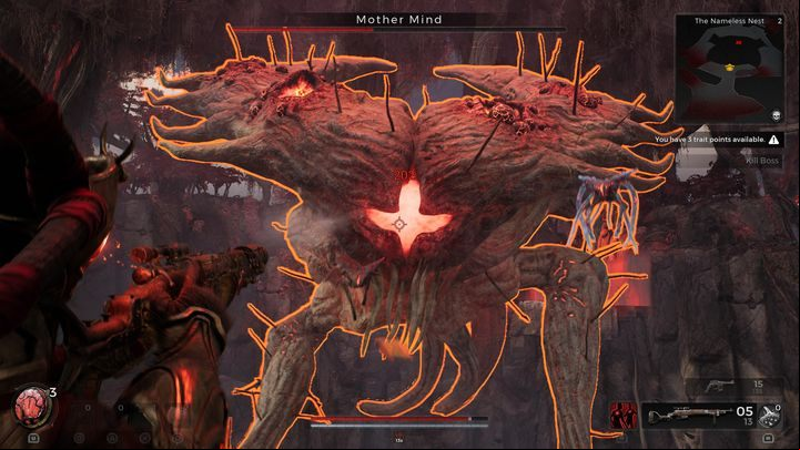 After destroying the ground, Mother Mind will summon two smaller copies of itself - Remnant 2: How to beat Mother Mind? - Yaesha - Remnant 2 Guide
