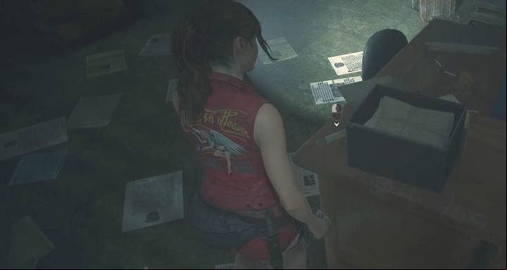 The fuse is on the desk. - Meet with the visitor (cutting tool) task | Police station in Resident Evil 2 - Walkthrough - Resident Evil 2 Guide