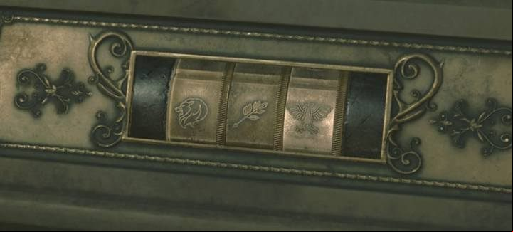 The first medallion is acquired from the lions statue located in the main hall - Collect 3 medallions task | Police station in Resident Evil 2 - Walkthrough - Resident Evil 2 Guide