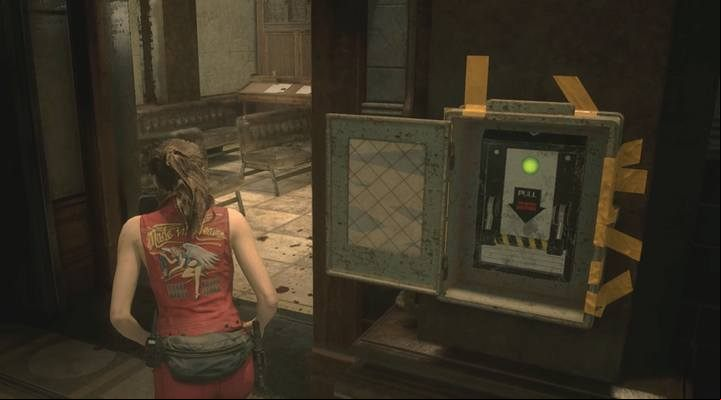 Go through the western door on the ground floor - this is the only path. - Collect 3 medallions task | Police station in Resident Evil 2 - Walkthrough - Resident Evil 2 Guide