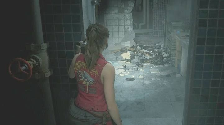 Head to the staircase in the north-west part of the building - Collect 3 medallions task | Police station in Resident Evil 2 - Walkthrough - Resident Evil 2 Guide