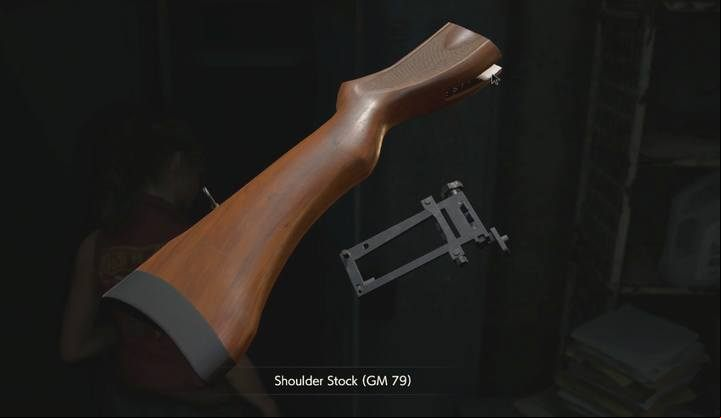 Here you will find a shoulder stock for GM 79. - The Parking Garage - Claire | Police station in Resident Evil 2 - Claires path - Resident Evil 2 Guide