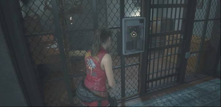 Get through these bars in order to obtain the key card and escape the parking garage. - Obtaining the key card; Escaping the station | Police station in Resident Evil 2 - Claires path - Resident Evil 2 Guide