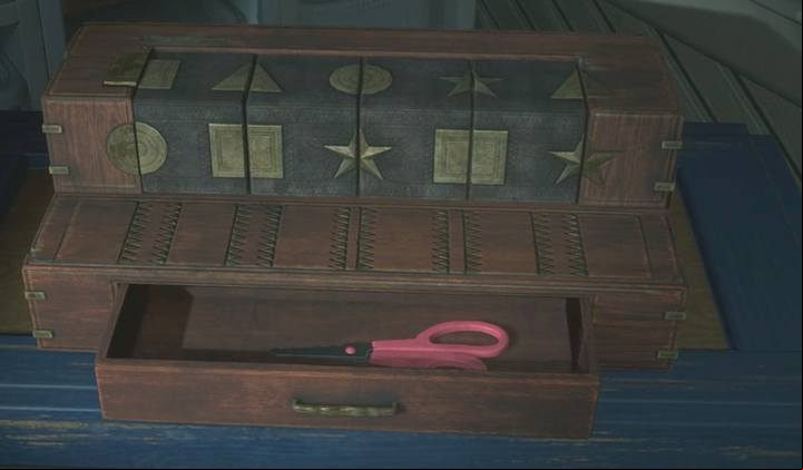 In this riddle you must determine the order of the bricks and rotate them properly so that you gain complete patterns of geometric figures - Sherry in Orphanage | Police station in Resident Evil 2 - Claires path - Resident Evil 2 Guide