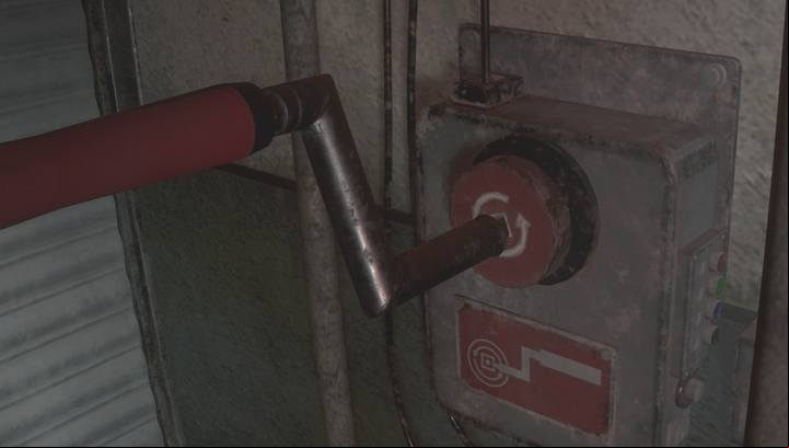 The place where you have to insert the crank. - Police parking garage - Leons | Police station in Resident Evil 2 - Leons path - Resident Evil 2 Guide