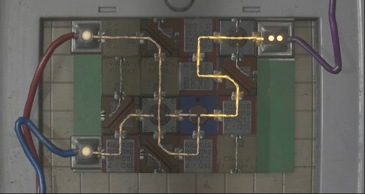 Combine the lines so that the electricity can run from both entering points to the exit point - Escaping from the police station | Police station in Resident Evil 2 - Leons path - Resident Evil 2 Guide