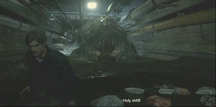 The crocodile in the sewers. - Ada Wong - Leon | Sewers in Resident Evil 2 - Walkthrough - Resident Evil 2 Guide