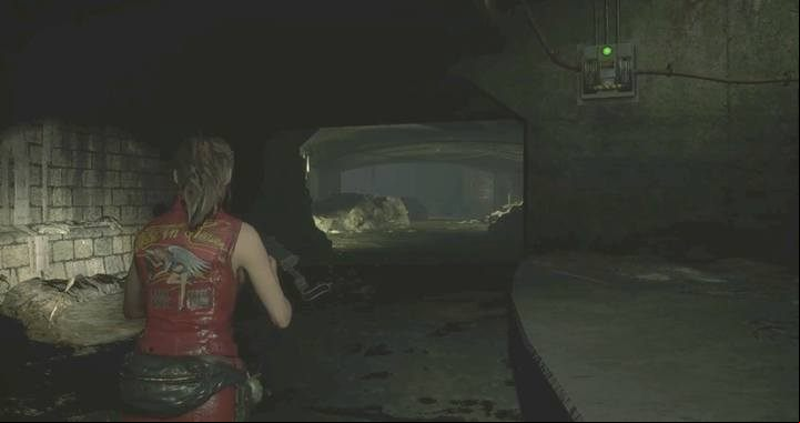 Leave the hideout, cross the bridge, go through the EXIT door, and down the stairs - Find a chess piece - tower | Sewers in Resident Evil 2 - Walkthrough - Resident Evil 2 Guide