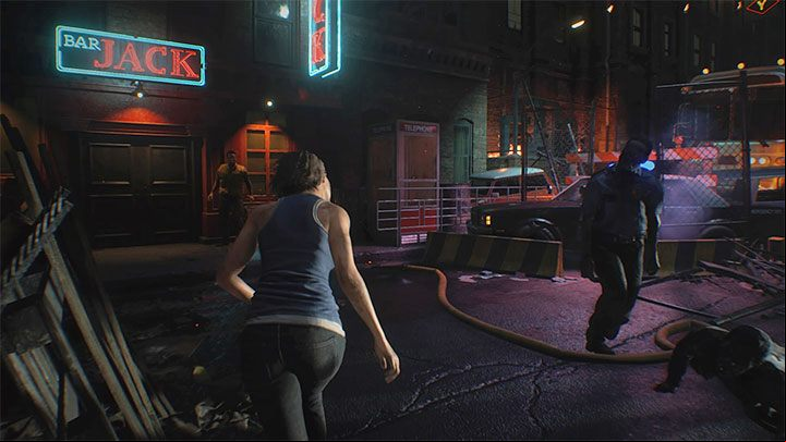 After leaving the alley, Jill meets Brad and they begin their escape through the city together - Resident Evil 3: Jills apartment and escape walkthrough - Story walkthrough - Resident Evil 3 Guide