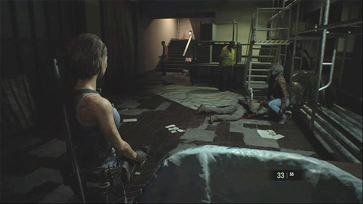 Start by running to the inside of the building and shutting the gate behind you - Resident Evil 3: Demolition site walkthrough - Story walkthrough - Resident Evil 3 Guide