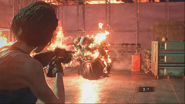 Keep fighting with Nemesis until he gets down on one knee and falls to the ground - Resident Evil 3: Demolition site walkthrough - Story walkthrough - Resident Evil 3 Guide