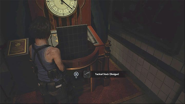 Return to the Clock and insert the Blue Jewel - Resident Evil 3: Clock Tower Commemoration Puzzle - Puzzle Solutions - Resident Evil 3 Guide