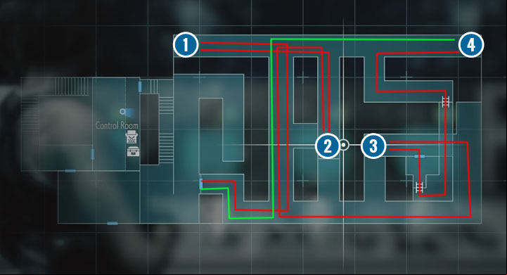 The optimal route to reaching the next breakers is shown in the above map - Resident Evil 3: Restoring power to substations puzzle - Puzzle Solutions - Resident Evil 3 Guide