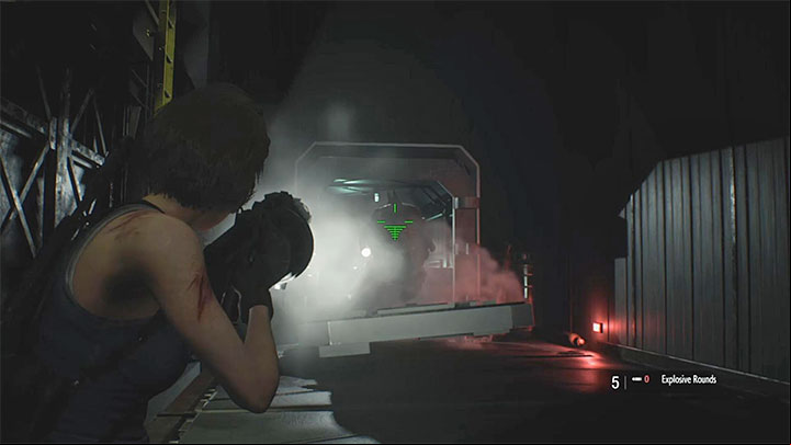 You must now turn around and return to the east end of the warehouse where you used the stairs - Resident Evil 3: Warehouse fuses puzzle - Puzzle Solutions - Resident Evil 3 Guide