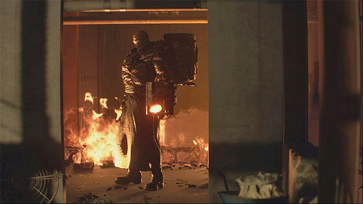 After making enough progress in the campaign, Nemesis will get a flamethrower - Resident Evil 3: Nemesis - the main boss, enemy - Basics - Resident Evil 3 Guide