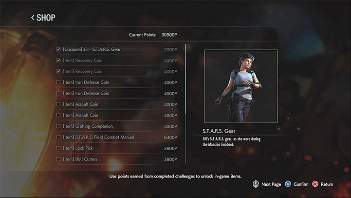 The second category of bonuses are things to buy in the Shop - Resident Evil 3: Bonuses - how to unlock? - FAQ - Resident Evil 3 Guide