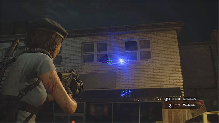 If you have Mine Rounds ammunition for the grenade launcher, you can also use it to stop the running monster by attaching a mine to one of the buildings - Resident Evil 3: Subway Tunnels and Clock Tower Plaza walkthrough - Story walkthrough - Resident Evil 3 Guide