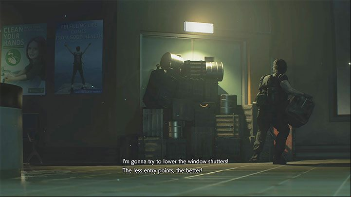 Tyrell will tell you that a horde of zombies are approaching the hospital - Resident Evil 3: Hospital - Carlos walkthrough - Story walkthrough - Resident Evil 3 Guide