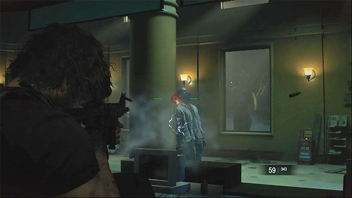 Zombies will enter the lobby through the windows - Resident Evil 3: Hospital - Carlos walkthrough - Story walkthrough - Resident Evil 3 Guide