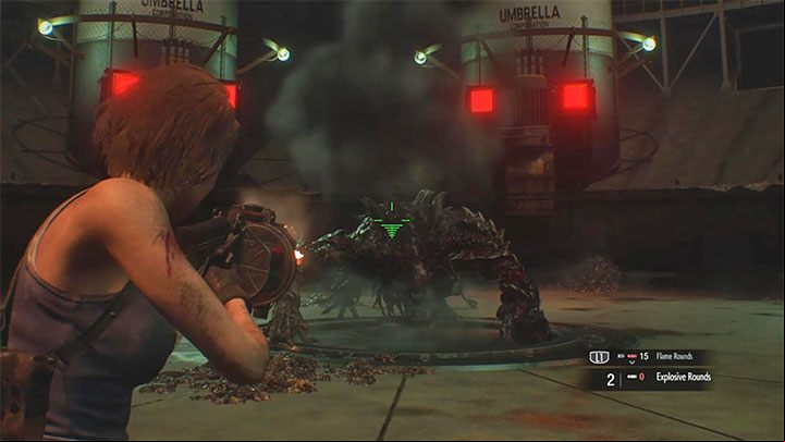 In the first part of the fight, it is best to attack Nemesis with a grenade launcher - Resident Evil 3: Final duel with Nemesis walkthrough - Story walkthrough - Resident Evil 3 Guide