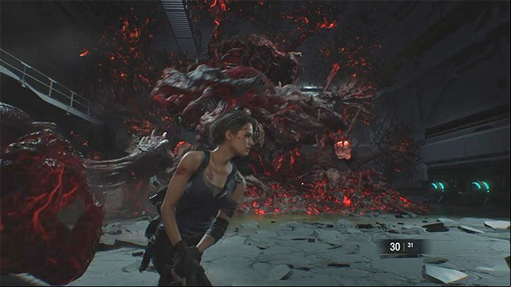 Nemesis wont remain idle during this part - you have to avoid his tentacles attacks - Resident Evil 3: Final duel with Nemesis walkthrough - Story walkthrough - Resident Evil 3 Guide
