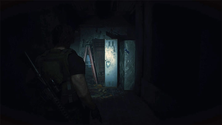The locker is at the end of the corridor at level three (3F) of the precinct - Resident Evil 3: Police Station secrets, collectibles - Collectibles and secrets - Resident Evil 3 Guide