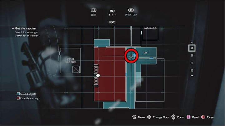 The figurine was hidden in a tiny storage unit adjacent to Lab 1 on level 2F of Nest 2 - Resident Evil 3: NEST 2 secrets, collectibles - Collectibles and secrets - Resident Evil 3 Guide